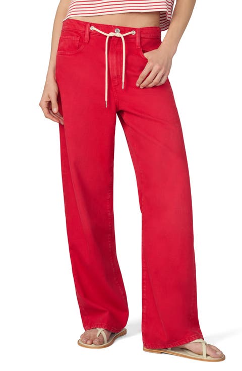 The Ryan Drawstring Low Slung Baggy Jeans (Cherry Red)