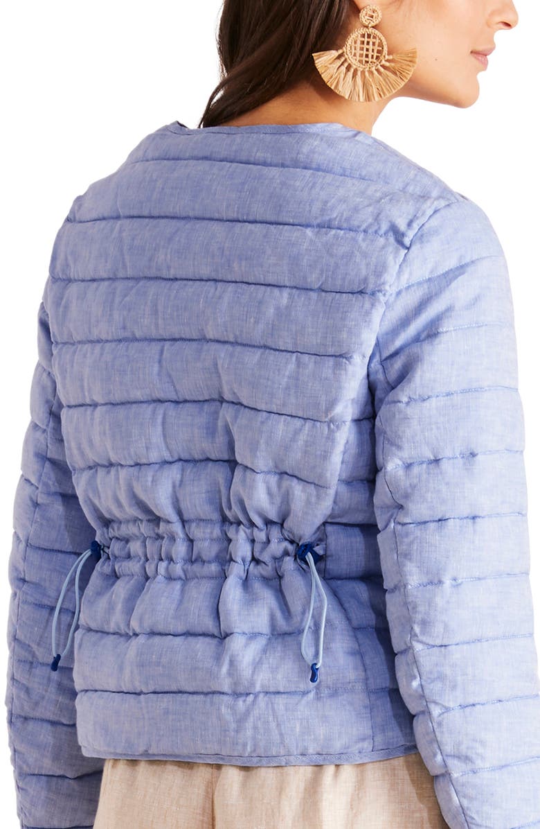 vineyard vines Lightweight Linen Puffer Jacket, Alternate, color, Jake Blue