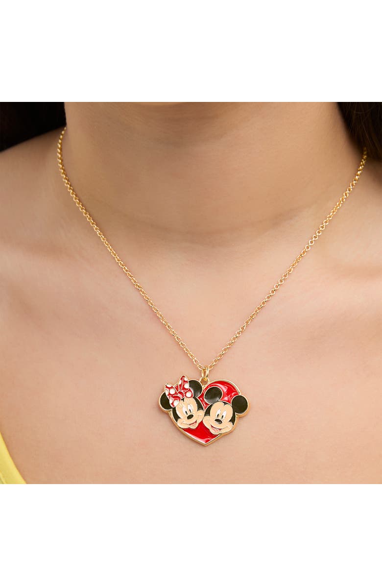 Disney Mickey & Minnie Heart Necklace and Stud Earrings Set, Alternate, color, Red/Black