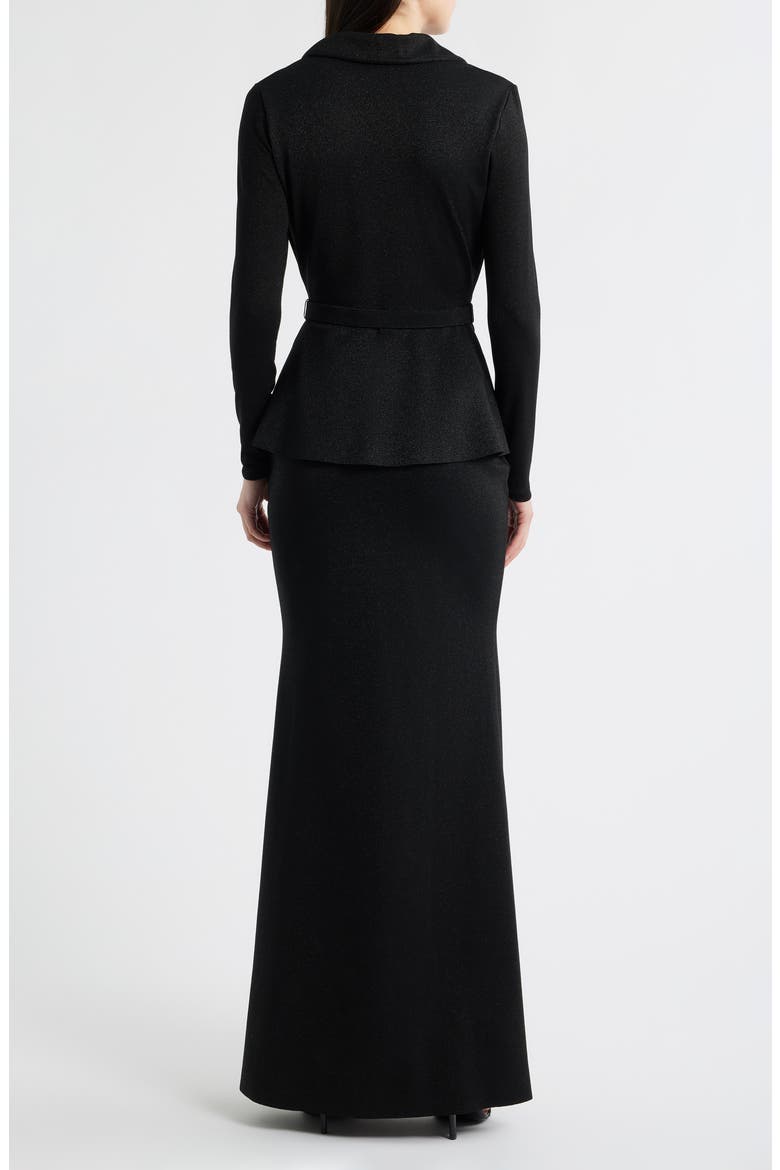 Thadira Belted Long Sleeve Dress, Alternate, color, BLACK