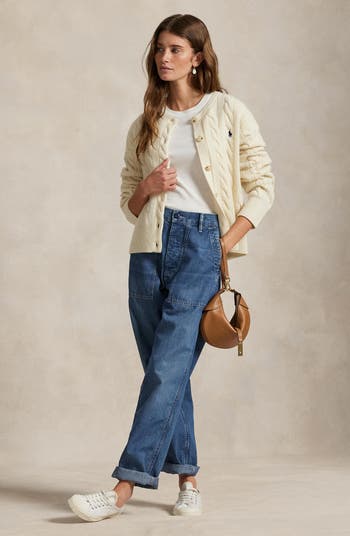 Cable Knit Wool & Cashmere Cardigan