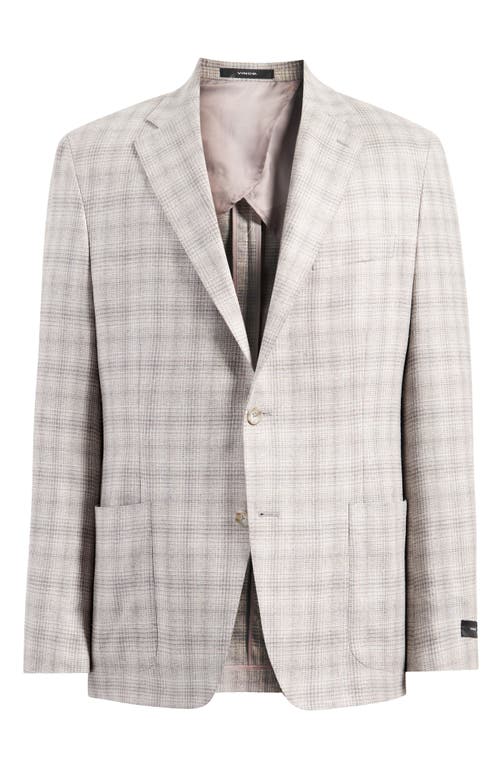 Vince Iker Regular Fit Plaid Silk & Wool Sport Coat In Grey/brown