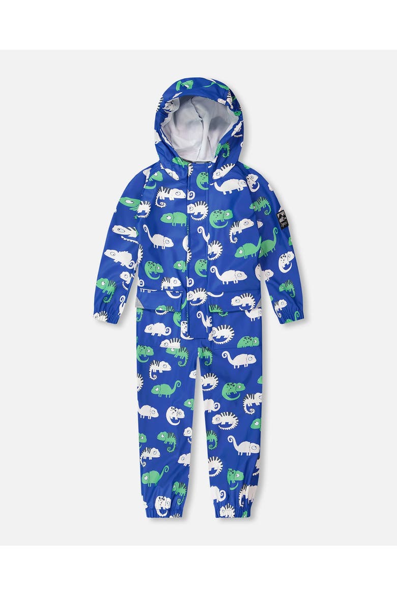 Boy Rain One-Piece Animal Print in Polyurethane, Main, color, Blue Chameleon Print