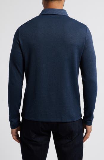 Robert Barakett Gosford Long Sleeve Cotton Blend Polo In Blue