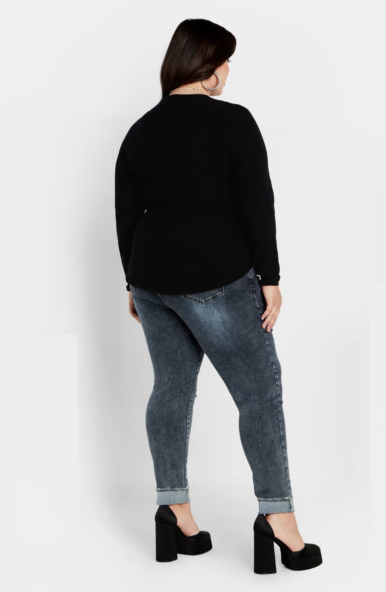 City Chic Royal Tie Hem Sweater, Alternate, color, Black