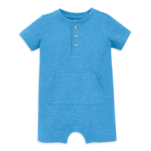 Shop Primary Baby Heathered Henley Shortie In Cornflower