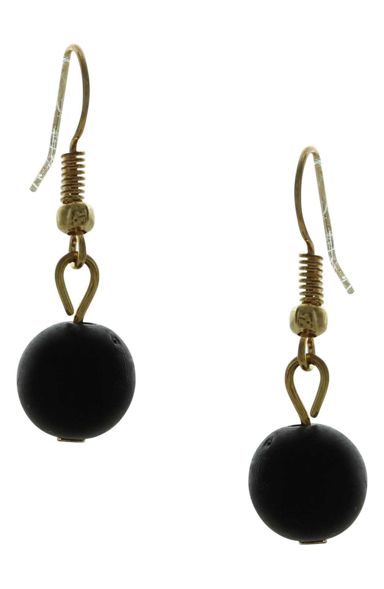 Black Bead Drop Earrings