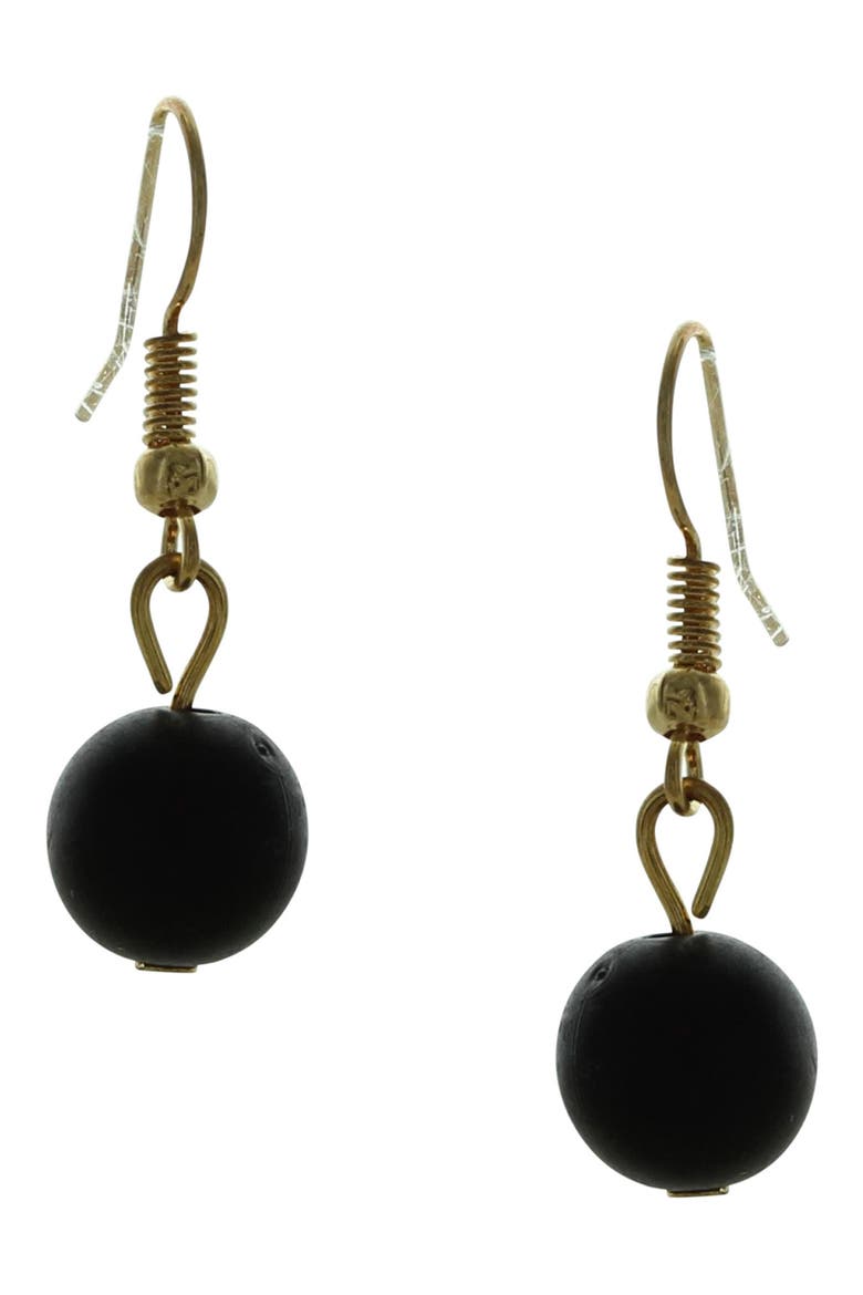 Black Bead Drop Earrings, Main, color, GOLD / BLACK