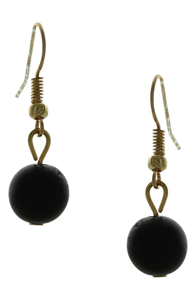 OLIVIA WELLES Black Bead Drop Earrings, Main, color, Gold / Black