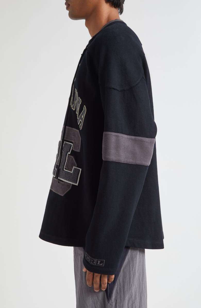 ERL Gender Inclusive Laced Hockey Jersey Sweatshirt, Alternate, color, Black