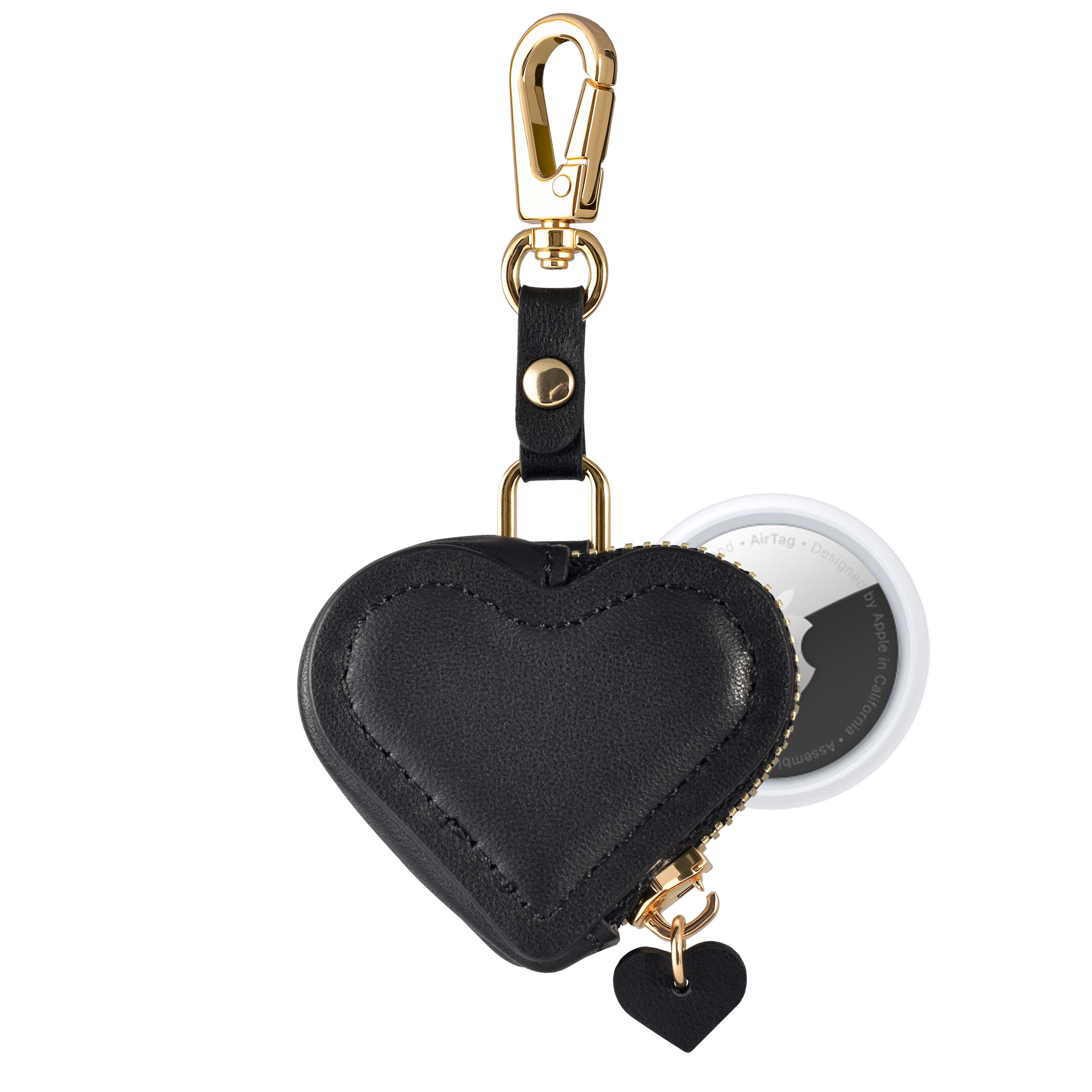 Posh Tech Leather AirTag Bag Charm, Alternate, color, Black
