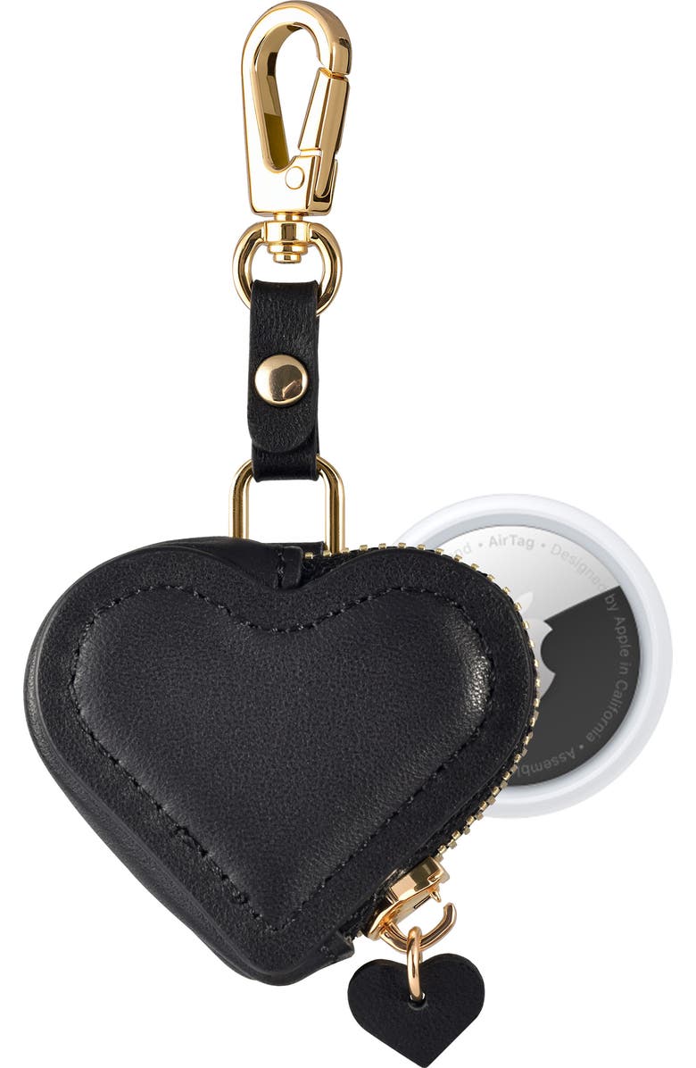 Posh Tech Leather AirTag Bag Charm, Alternate, color, Black