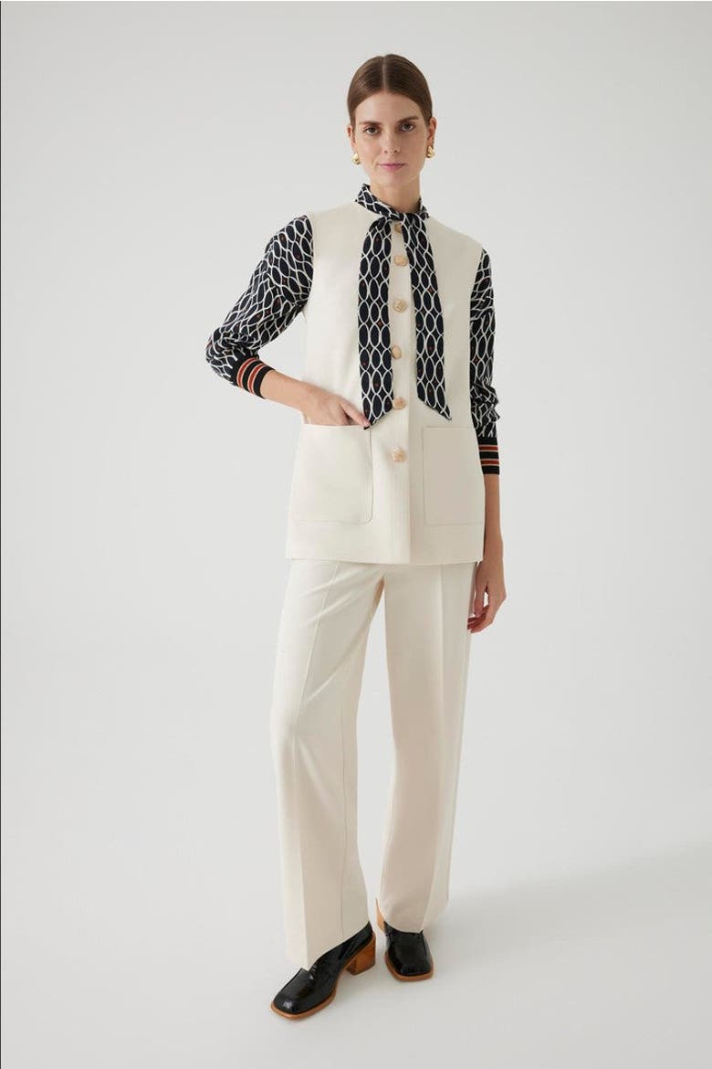 Anisa Buttoned Vest, Alternate, color, Ecru