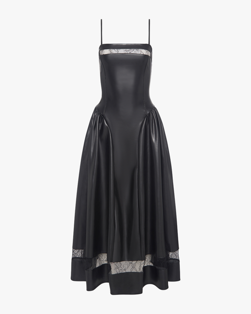 Weworewhat Lace Panel Corset Midi Dress In Black