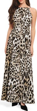 FLYING TOMATO Leopard Print Maxi Dress