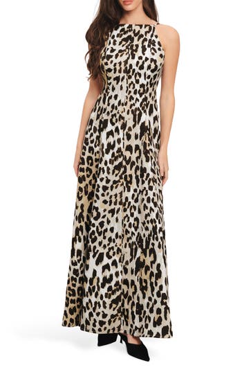 FLYING TOMATO Leopard Print Maxi Dress in Ivory at Nordstrom Rack, Size Medium