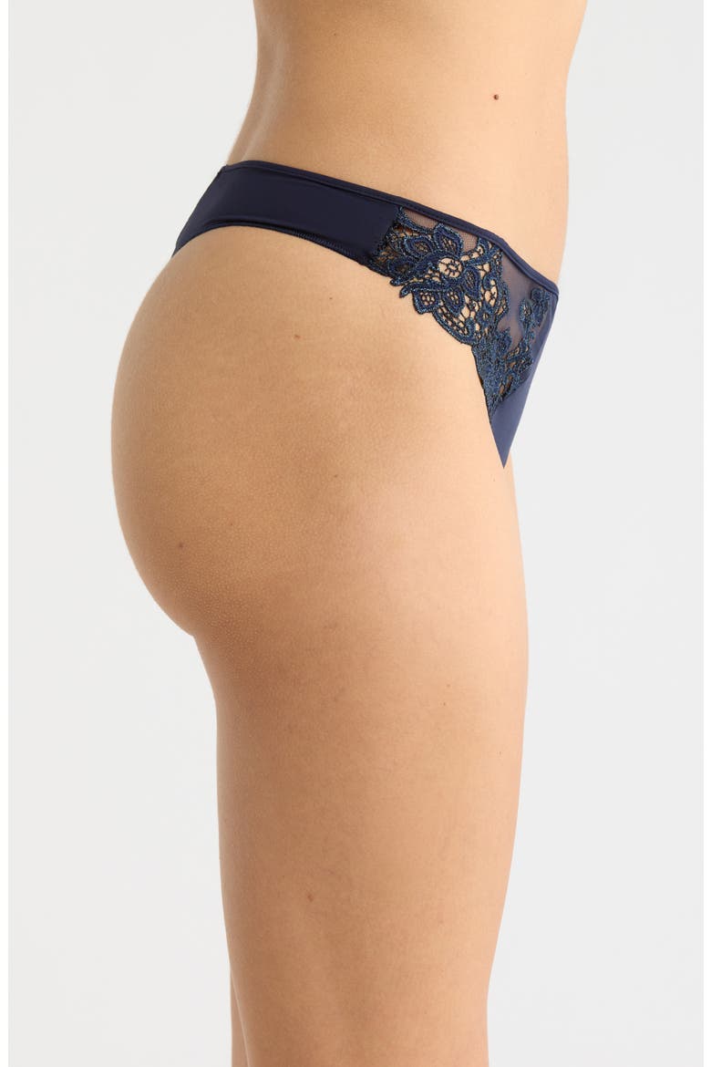 Saga Lace Trim Thong, Alternate, color, SAPHIRE