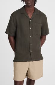 Madewell Indigo Dyed Short Sleeve Cotton Button-Up Shirt