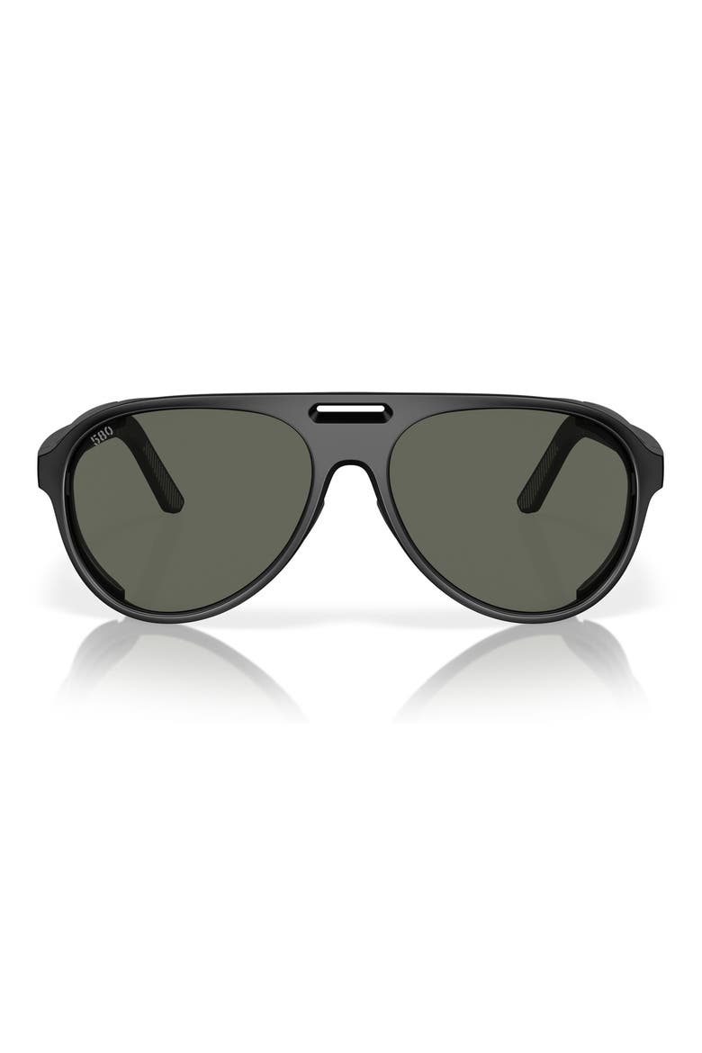 59mm Polarized Pilot Sunglasses, Main, color, MATTE BLACK/ GRAY