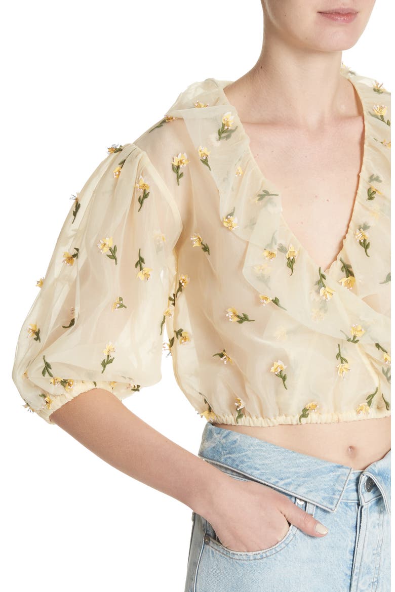 Bliss Embroidered Floral Wrap Top, Alternate, color, ANISE FLOWER