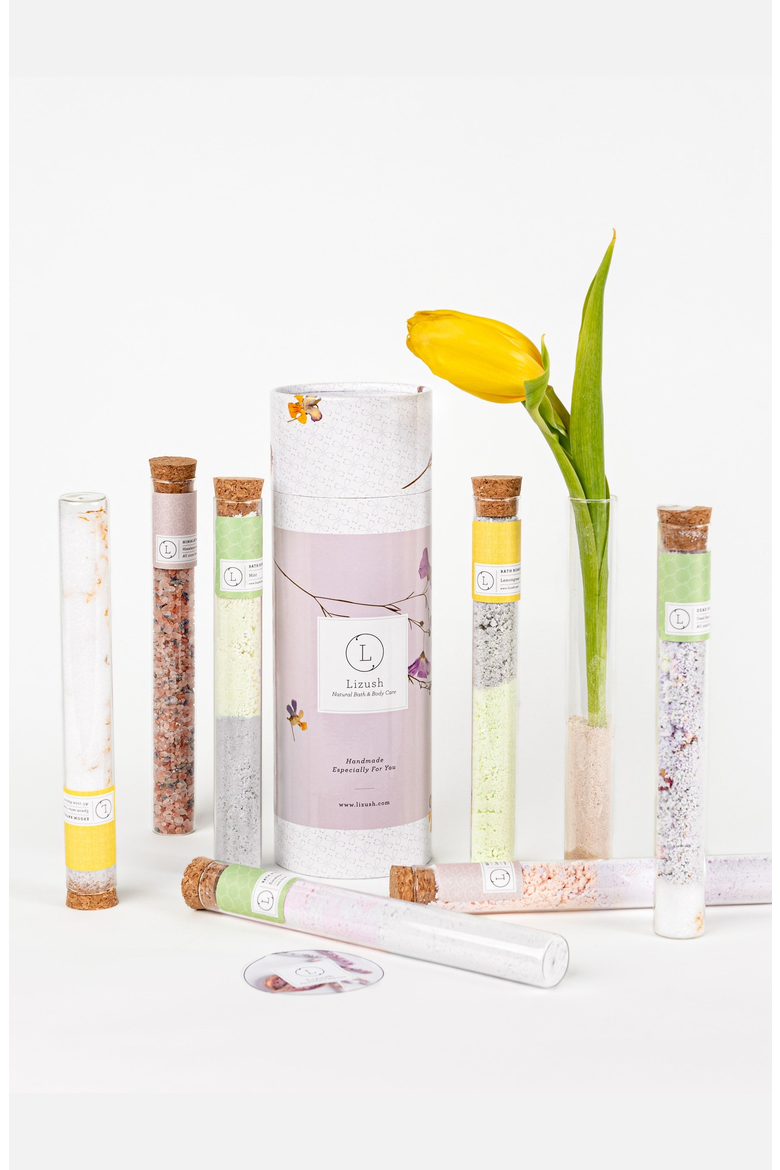 Natural Bath Salts Gift Set, 7 Glass Tubes, Main, color, None