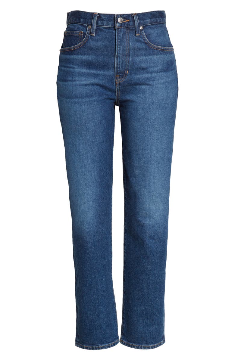 Veronica Beard Ryleigh High Waist Slim Straight Leg Jeans, Alternate, color, Bright Blue