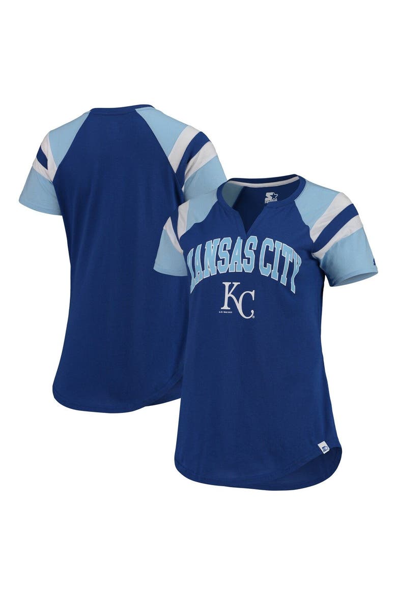Women's Starter Royal/Blue Kansas City Royals Game On Notch Neck Raglan T-Shirt, Main, color, Royal