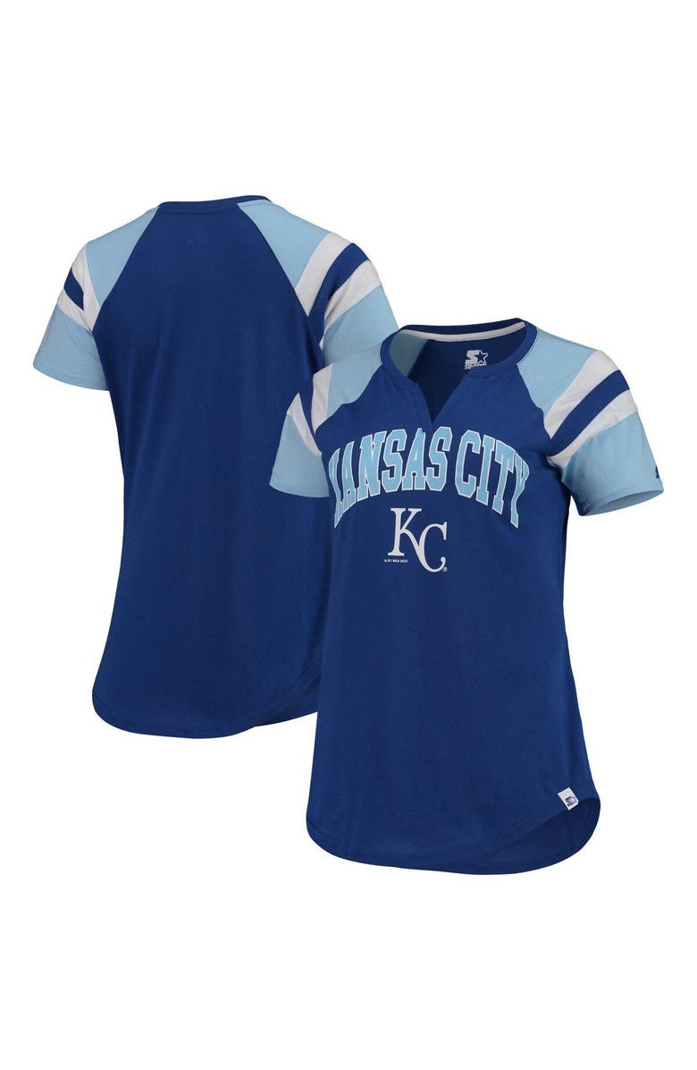 STARTER Women's Starter Royal/Blue Kansas City Royals Game On Notch Neck Raglan T-Shirt, Main, color,