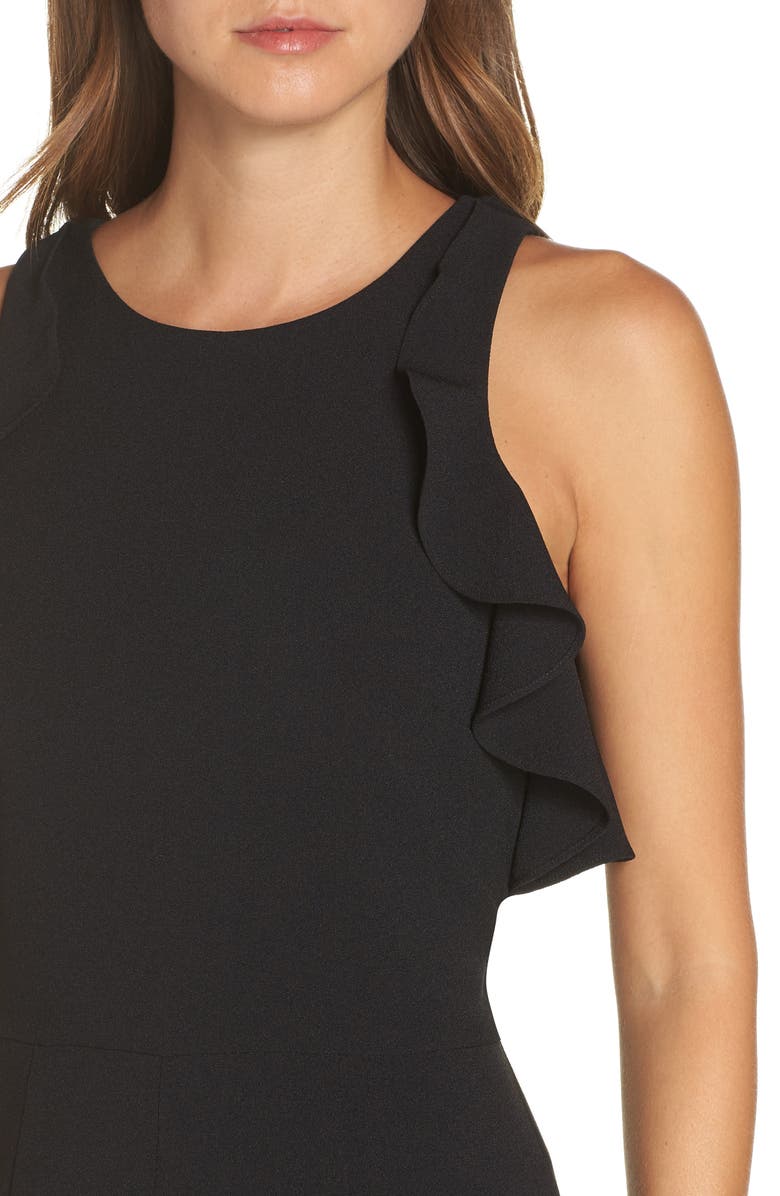 Julia Jordan Crepe Ruffle Trim Wide Leg Jumpsuit, Alternate, color, 