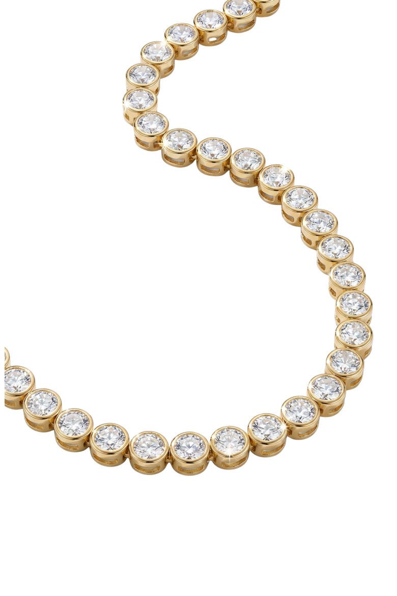 Round Cubic Zirconia Bezel Tennis Necklace, Alternate, color, GOLD/ CUBIC ZIRCONIA