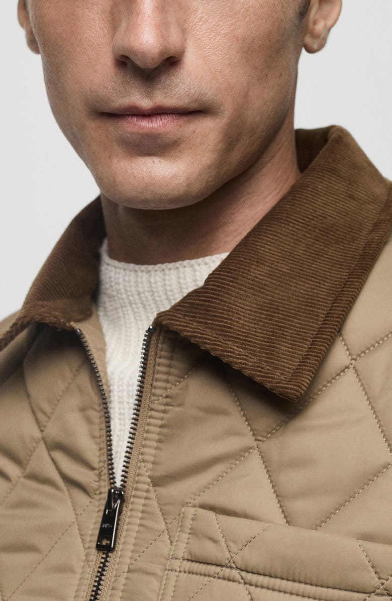 MANGO Corduroy Collar Quilted Jacket, Alternate, color,