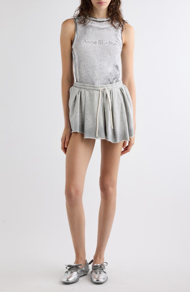 Acne Studios Felpa Pleated Cutoff Sweat Skirt, Alternate, color, Grey Melange