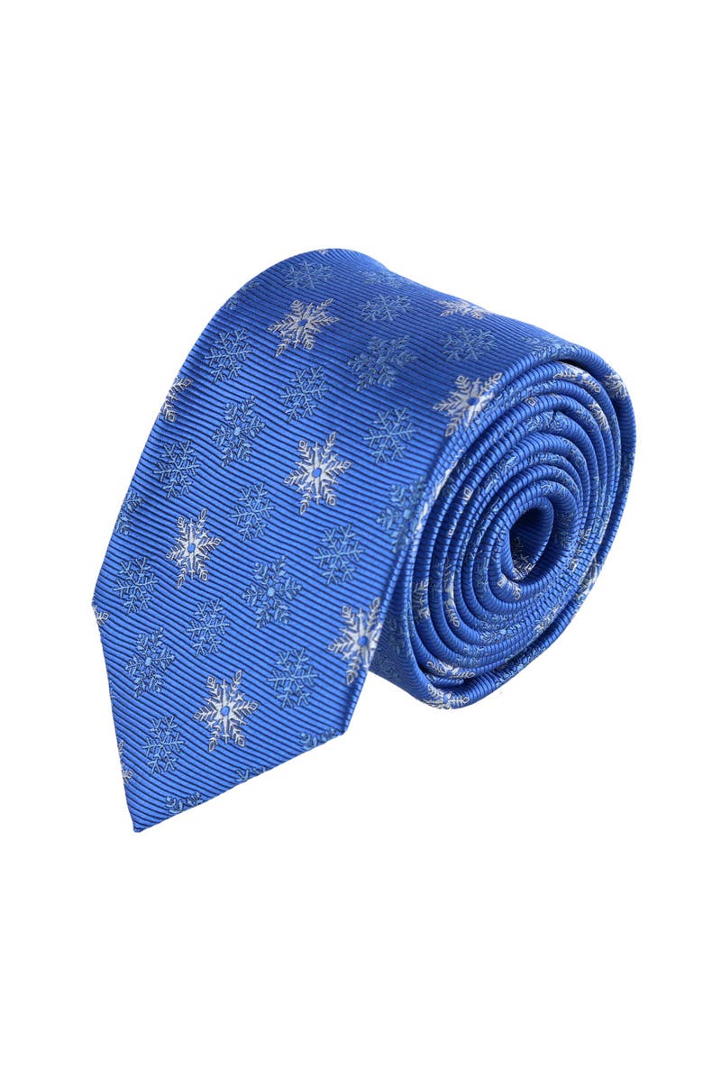 Trafalgar Let It Snow Novelty Snowflake Necktie, Main, color, Light Blue