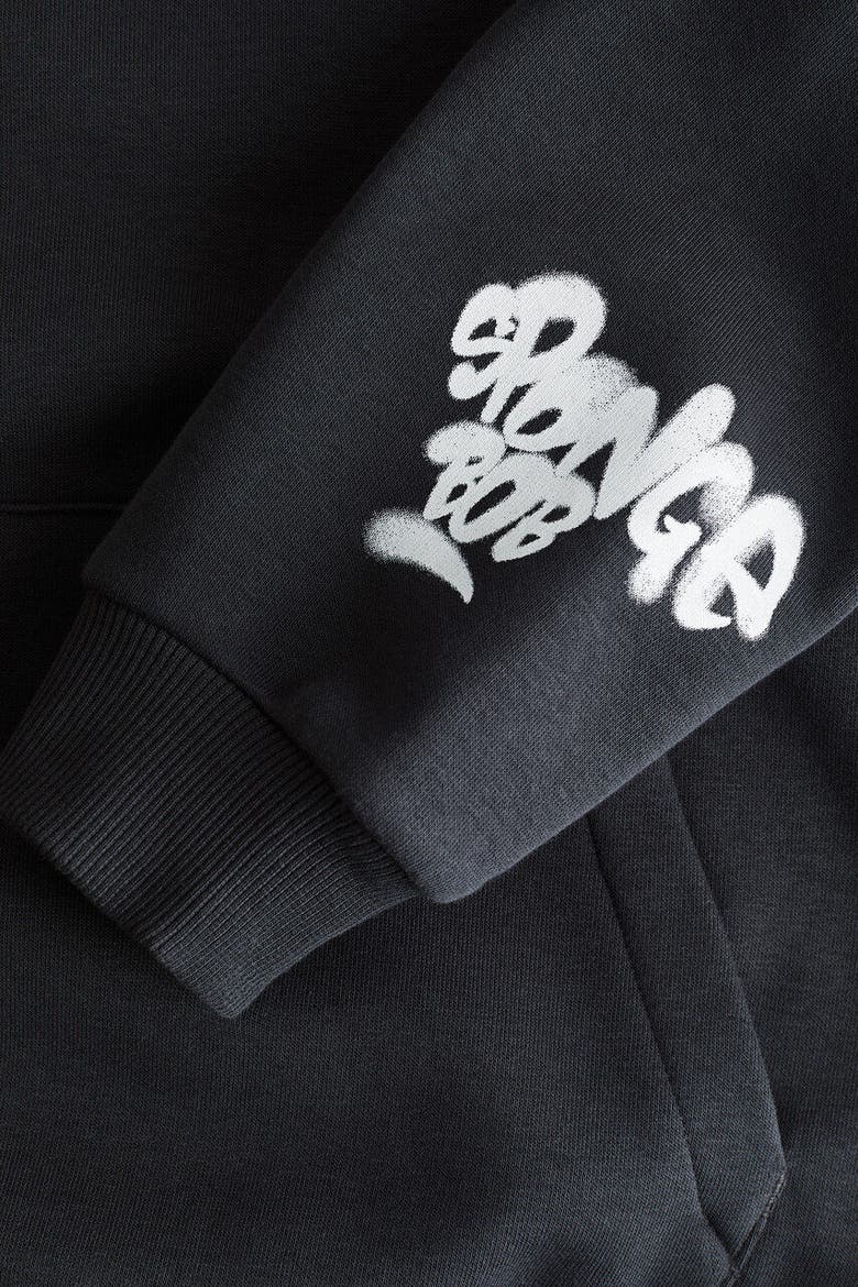 Printed Hoodie, Alternate, color, Dark gray/SpongeBob