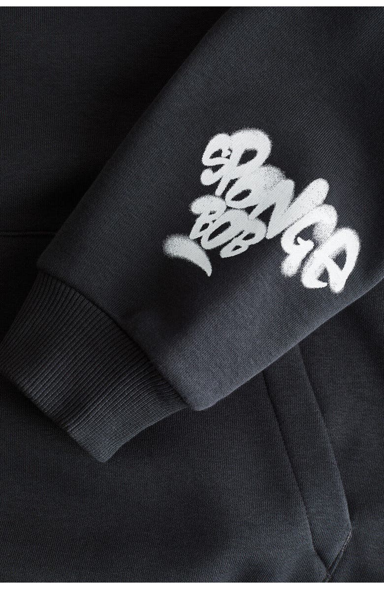 H&M Printed Hoodie, Alternate, color, Dark Gray/Spongebob