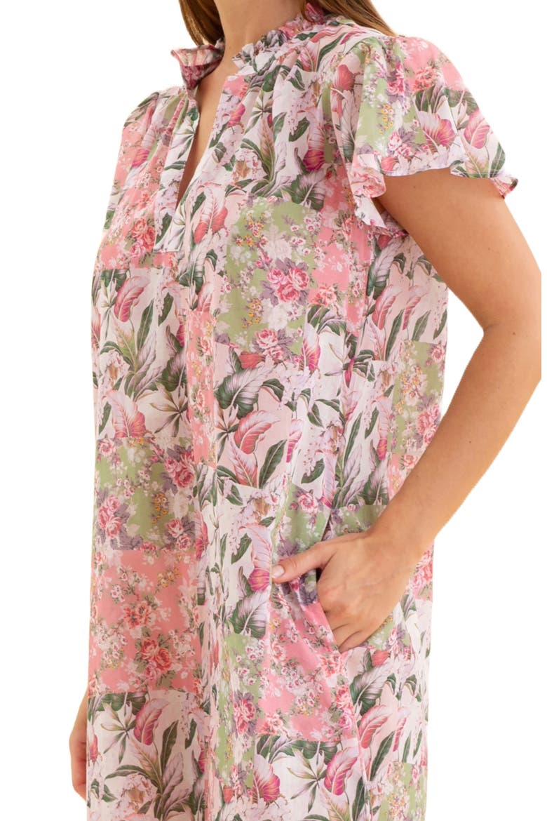 Palisades Flutter Sleeve Cotton Voile Nightgown, Alternate, color, STRAWBERRY ICE