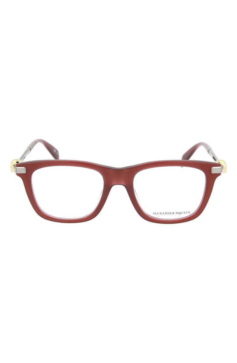McQueen Alexander McQueen 51mm Square Optical Frames, Main, color,