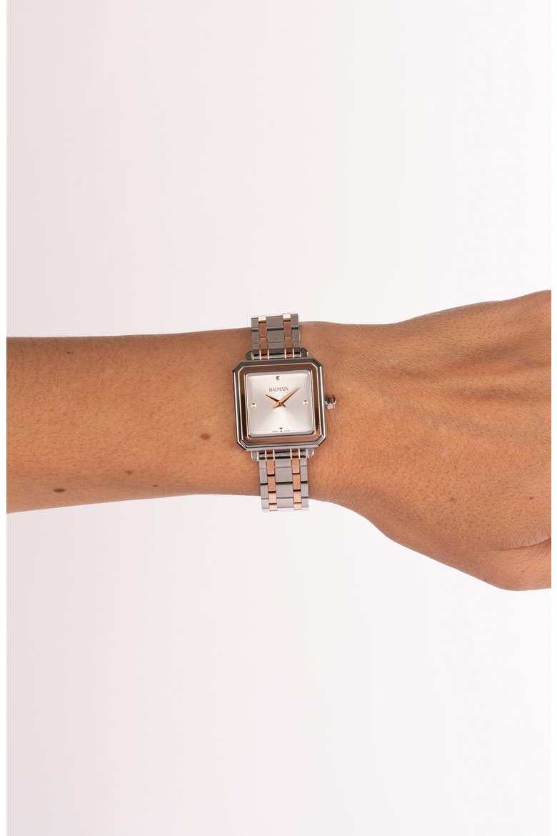Eirini Square Two-Tone Bracelet Watch, 26mm, Alternate, color, TWO TONE STEEL ROSE