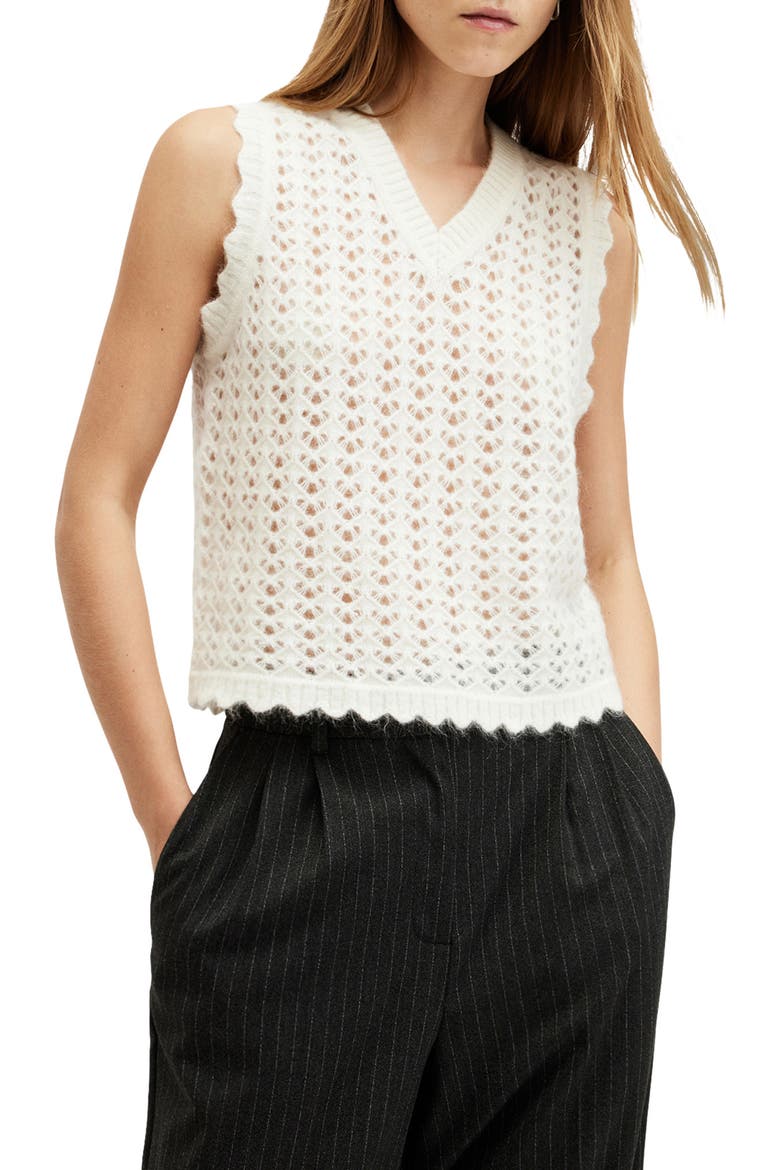 Vivian Openwork Sweater Vest, Main, color, CHALK WHITE