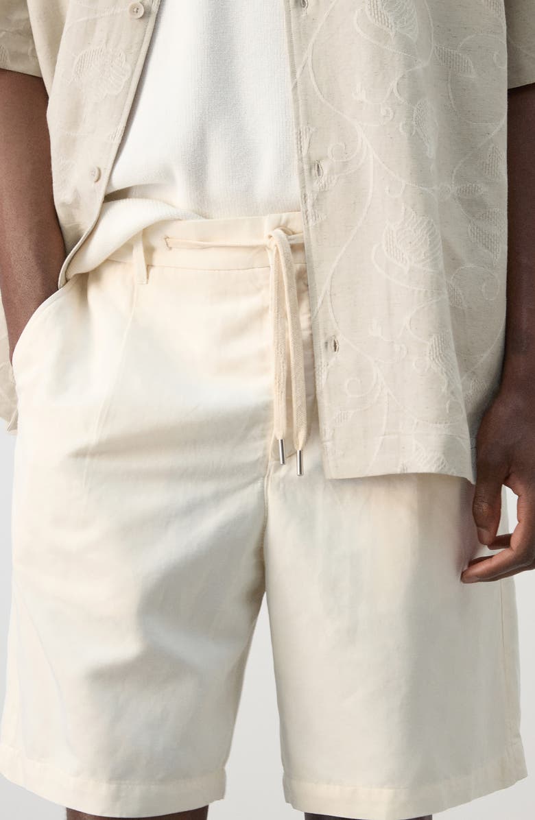 MANGO Pleat Front Shorts, Alternate, color, Off White