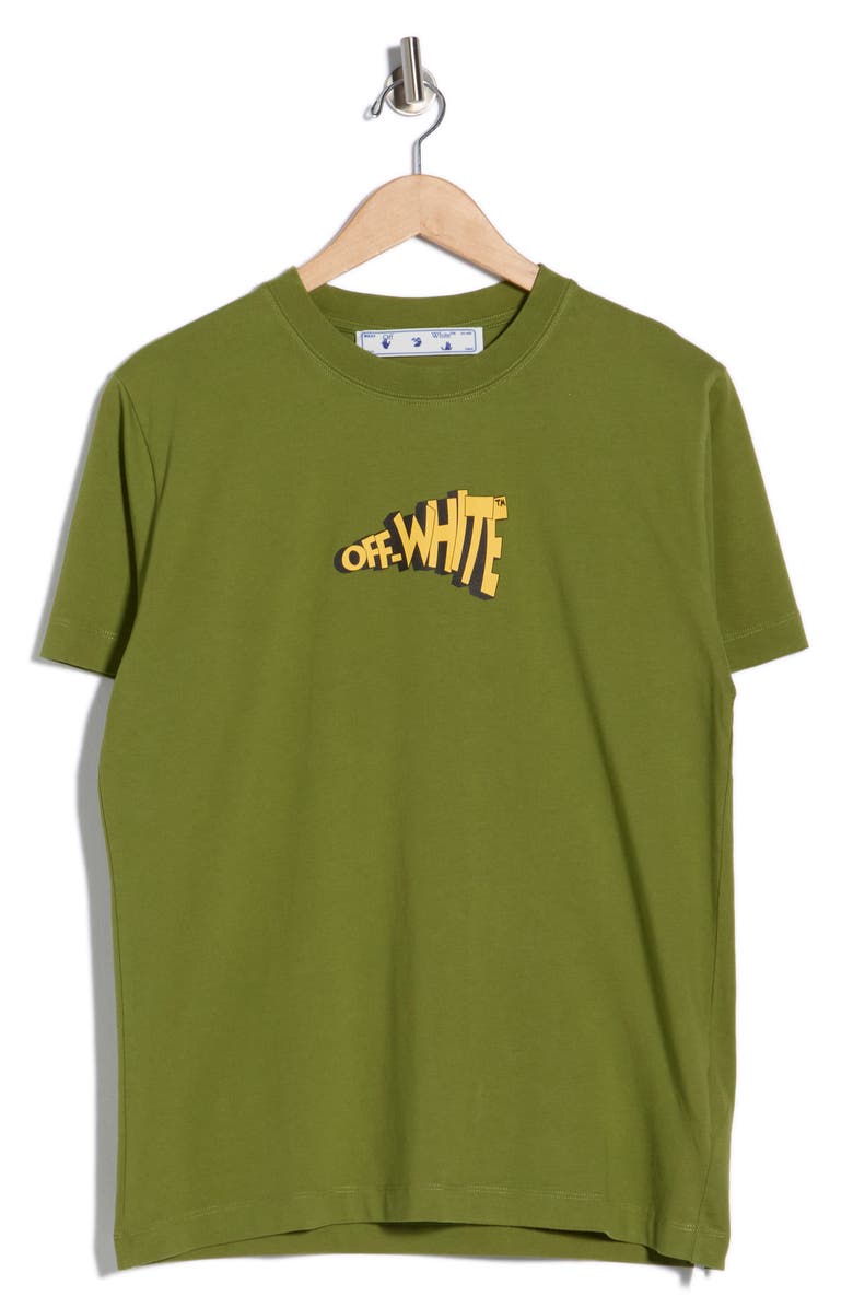 Off-White Slim Fit Cartoon Arrow Graphic T-Shirt, Main, color, Green And Yellow