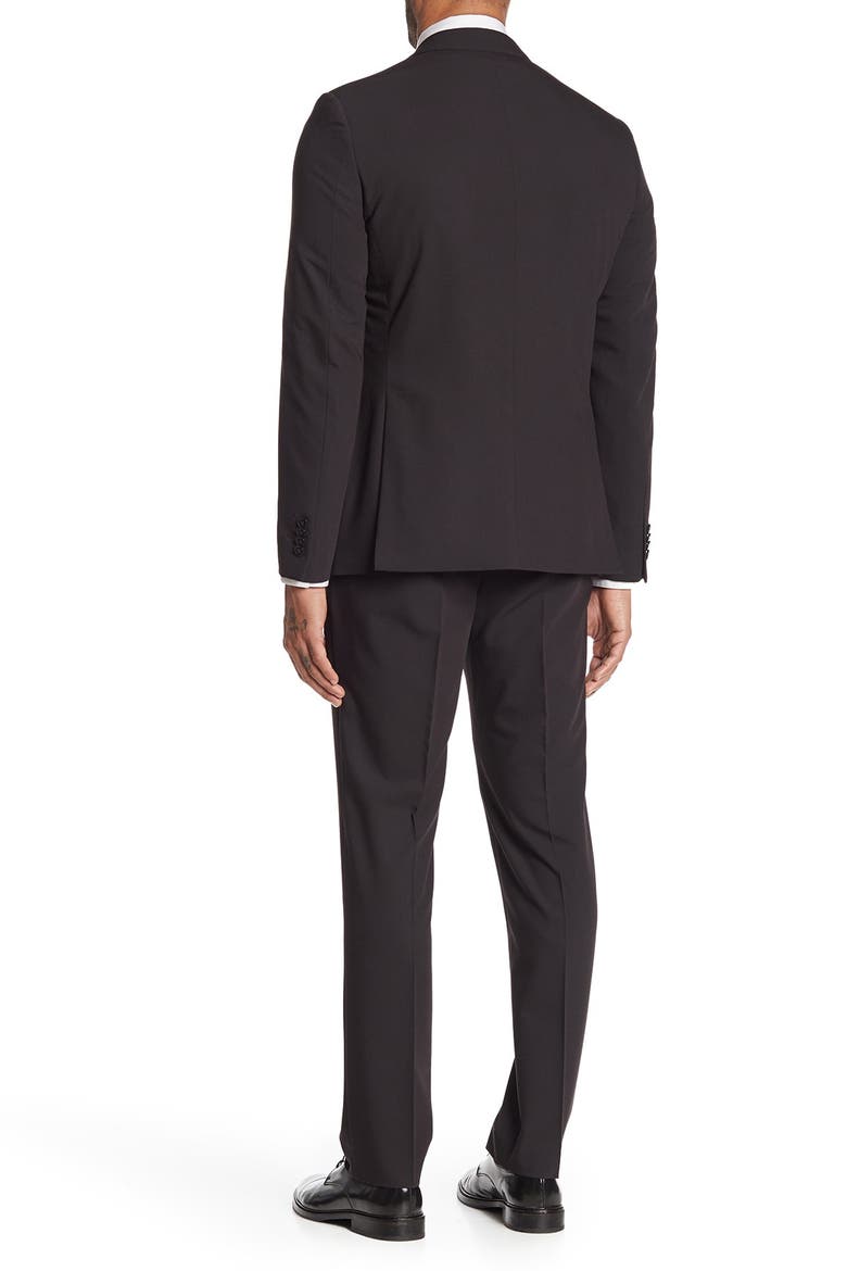 Brixton Black Solid Two Button Peak Lapel Skinny Fit Suit, Alternate, color, BLACK