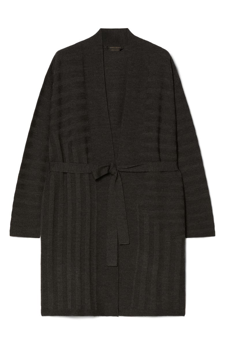 Marina Rinaldi Zamia Tie Belt Merino Wool Cardigan, Alternate, color, Dark Grey