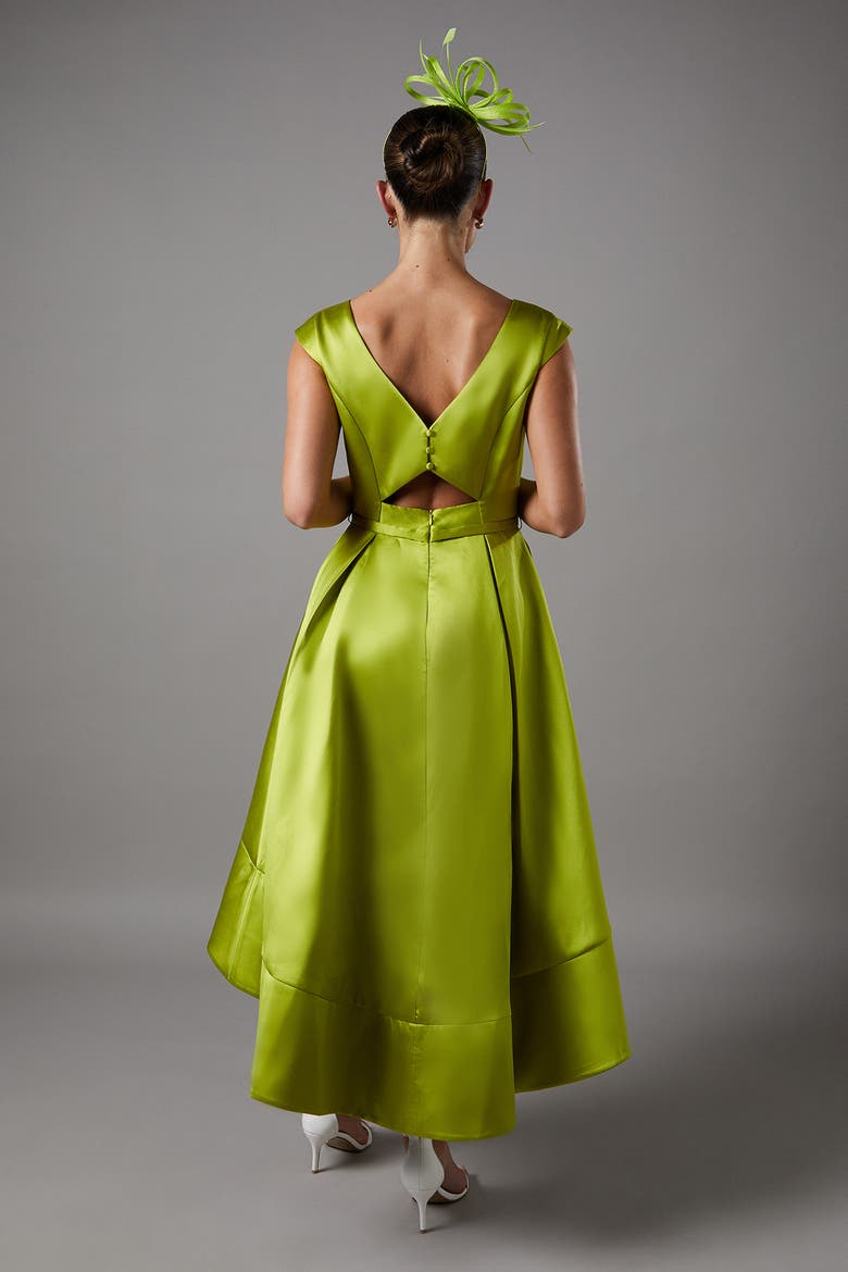 High Low Twill Midi Dress, Alternate, color, Chartreuse