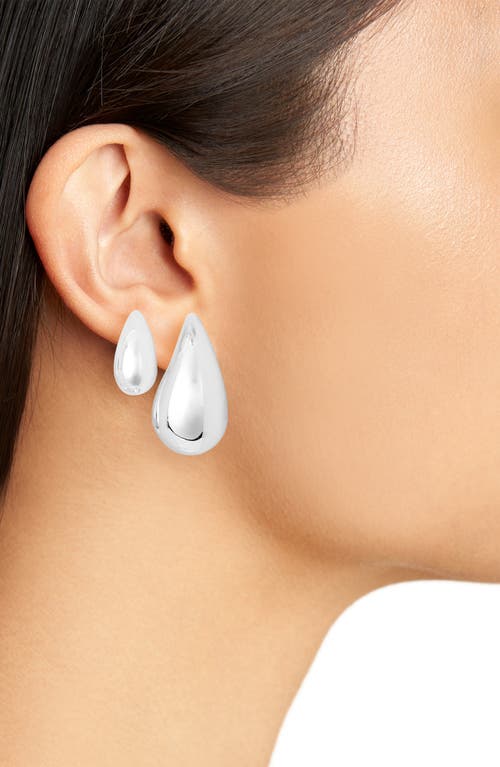 Nordstrom Rack Set Of 3 Teardrop Stud Earrings In Silver