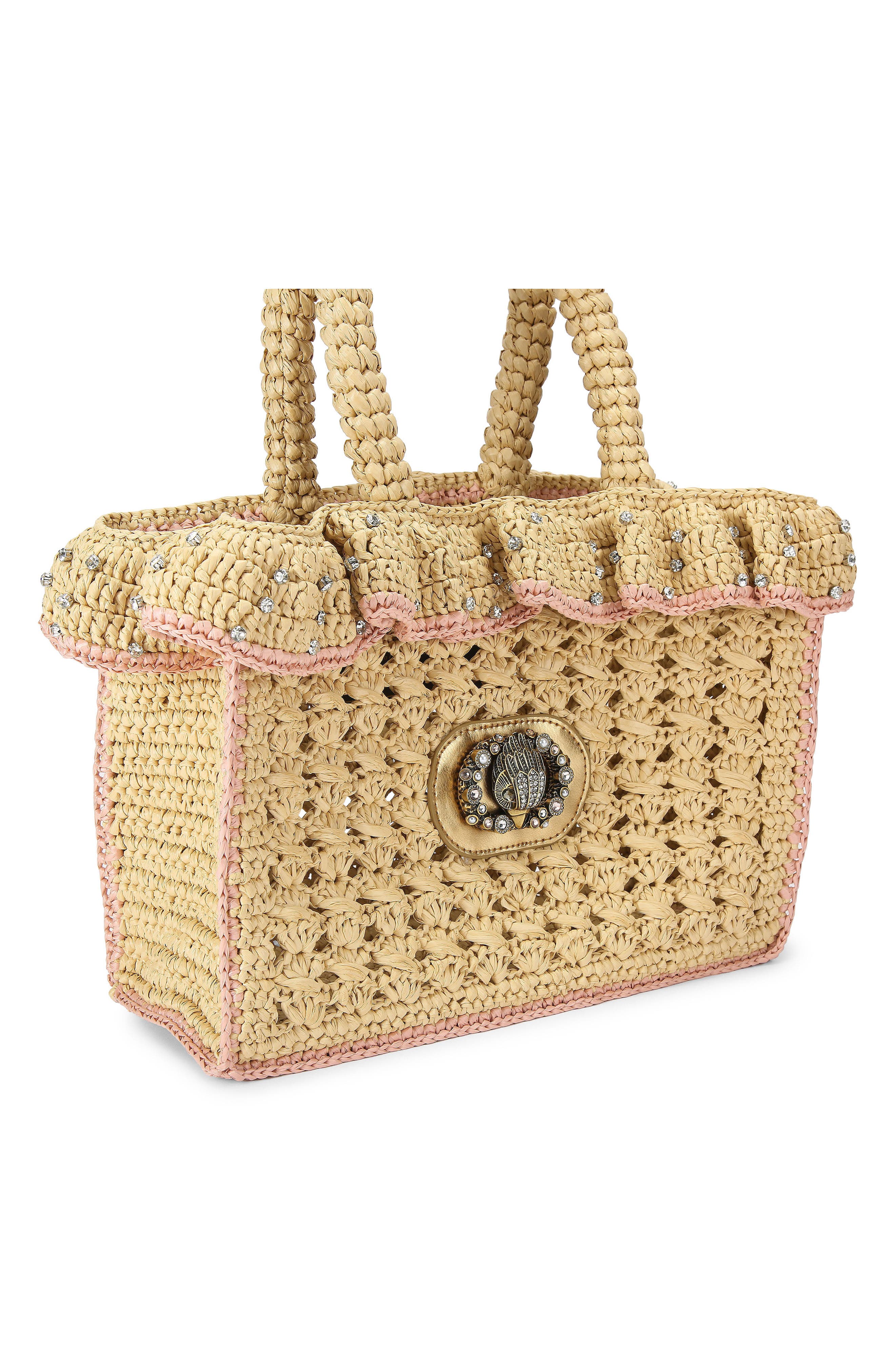 Kurt Geiger London Ruffle Woven Tote, Alternate, color, Open Beige