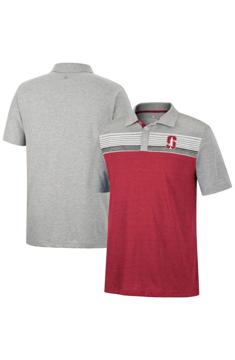 COLOSSEUM Men's Colosseum Cardinal/Heathered Gray Stanford Cardinal Caddie Polo, Alternate, color,