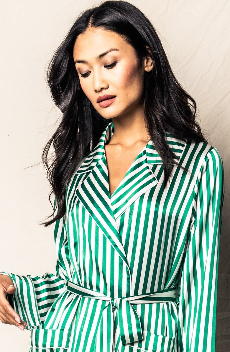 Petite Plume Stripe Silk Robe, Alternate, color, 