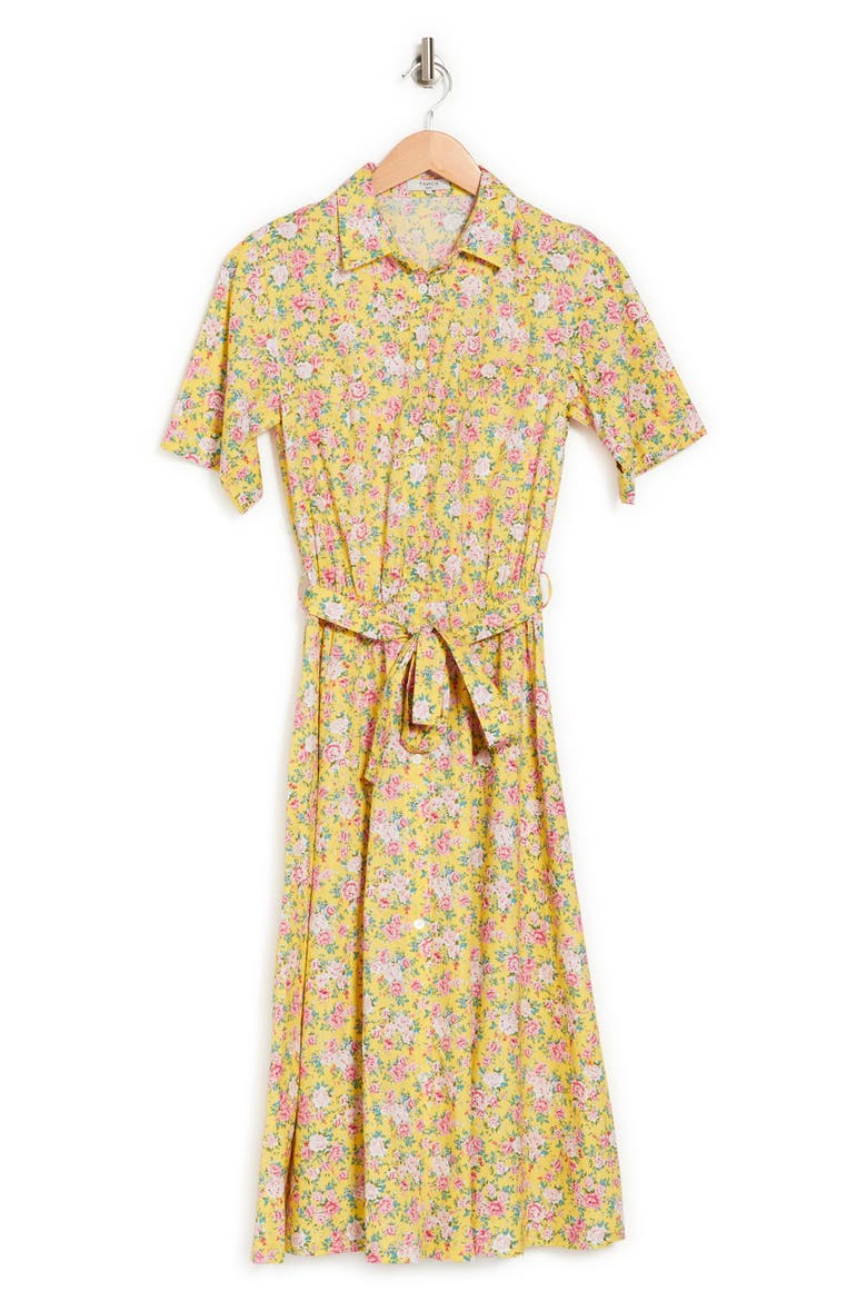 1/4 Sleeve Collared Midi Dress, Alternate, color, YELLOW