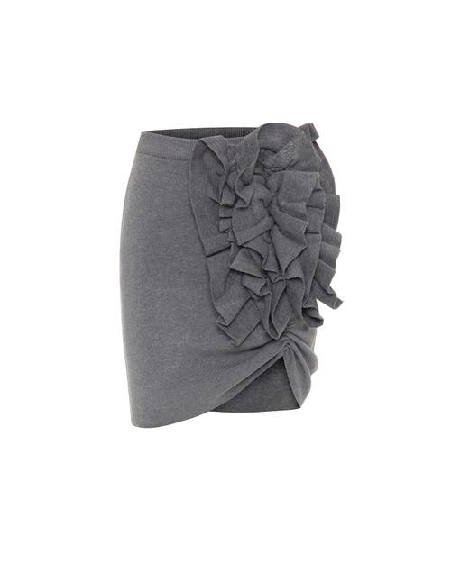 Theo The Label Women's Nomia Ruffle Knit Skirt - Heather Grey In Heather Grey